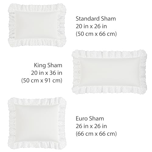 FRESH IDEAS Ruffled Bed Pillow Shams with Embroidered Assorted Colors , Sizes