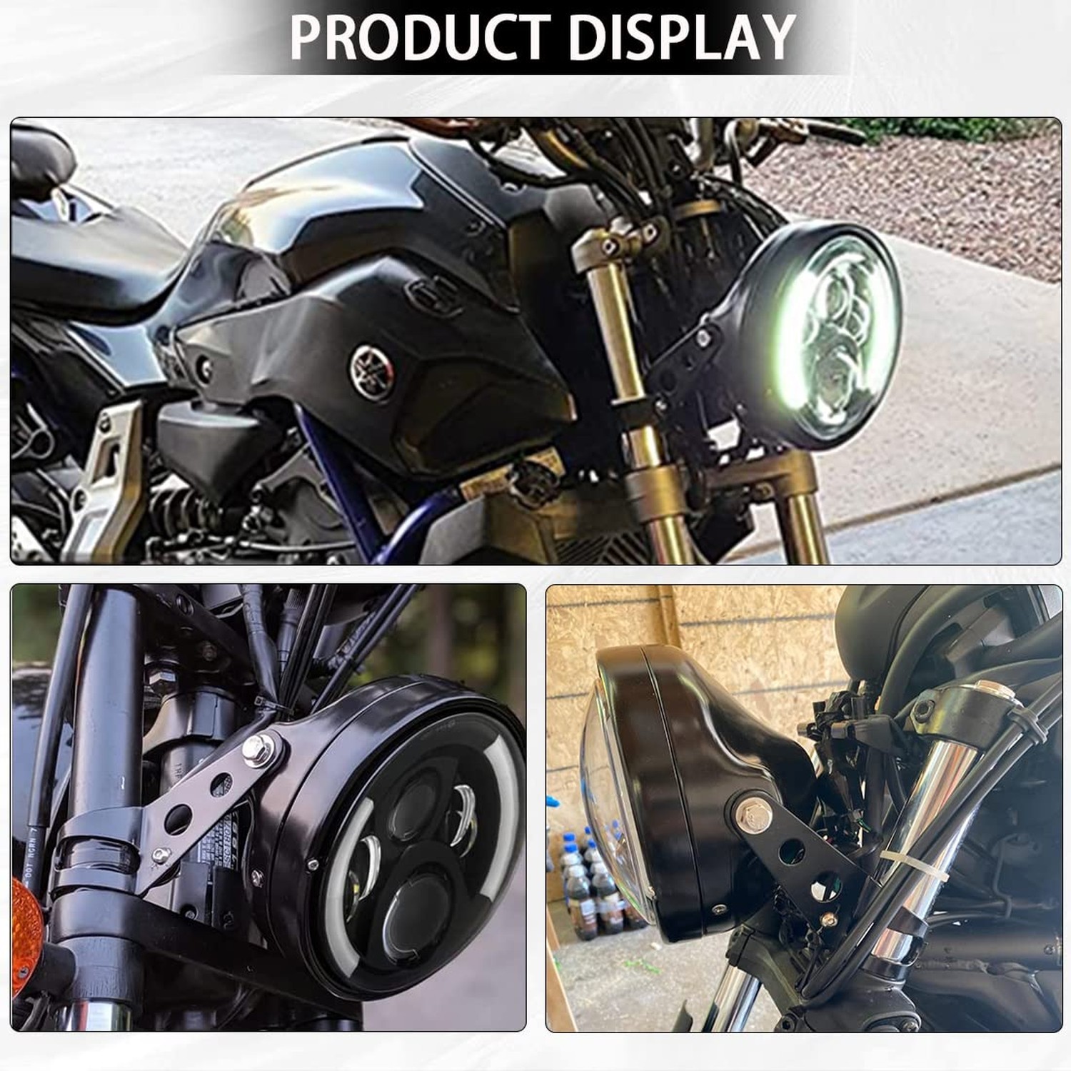 7" 7 Inch Black Headlight Housing Bucket Compatible with for KAWASAKI Honda Y...
