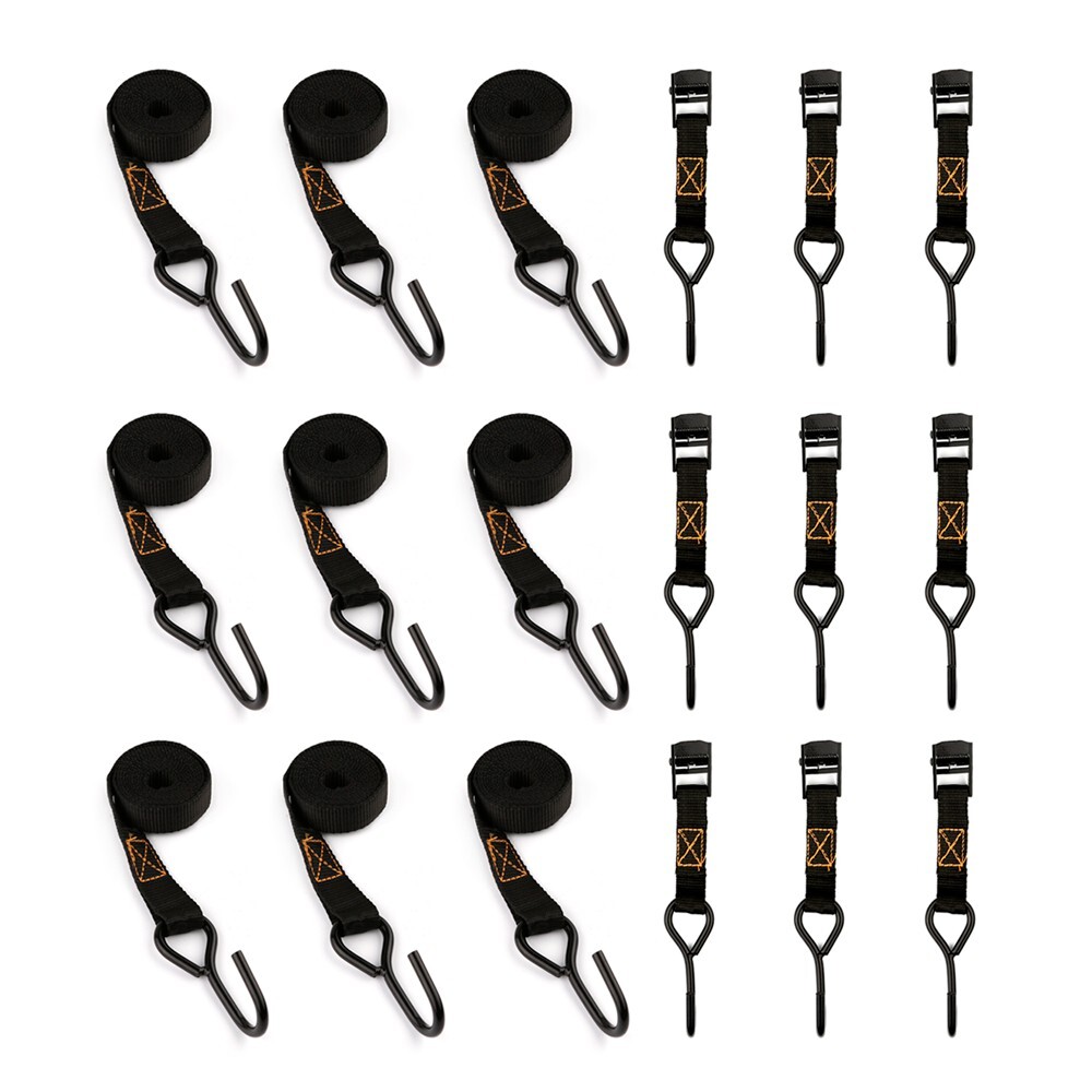 9 PCS Premium Lashing Strap Short 1 x 6 ft Cam Buckle Tie Down Straps With Hook