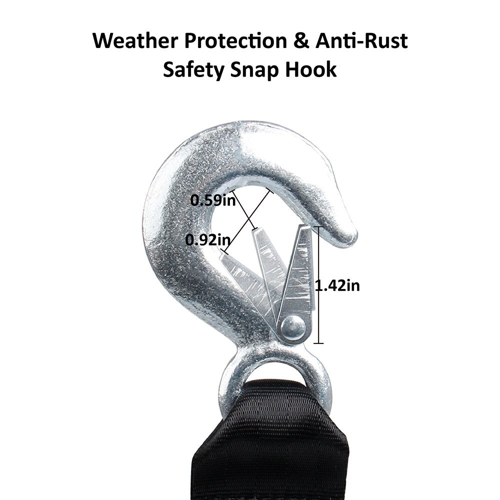 HEAVY DUTY BOAT TRAILER TOW REPLACEMENT WINCH STRAP ROPE 2" x20' WITH SNAP HOOK