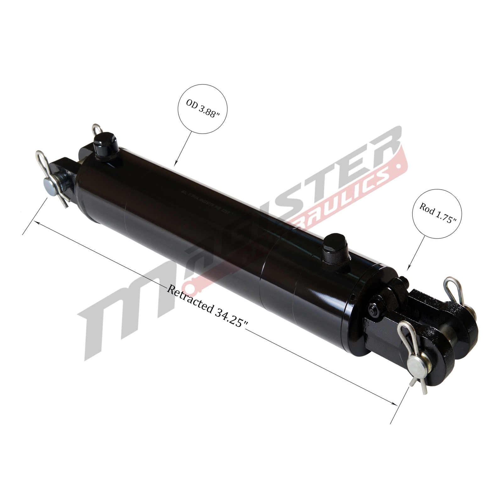 Hydraulic Cylinder Welded Double Acting 3.5" Bore 24" Stroke Clevis 3.5x24 NEW