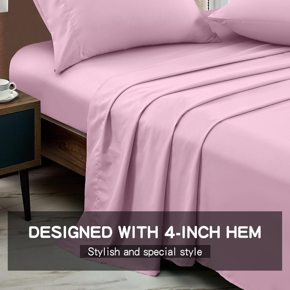 Twin Flat Sheet - Hotel Quality Twin Flat Sheet Only - Brushed Microfiber Top