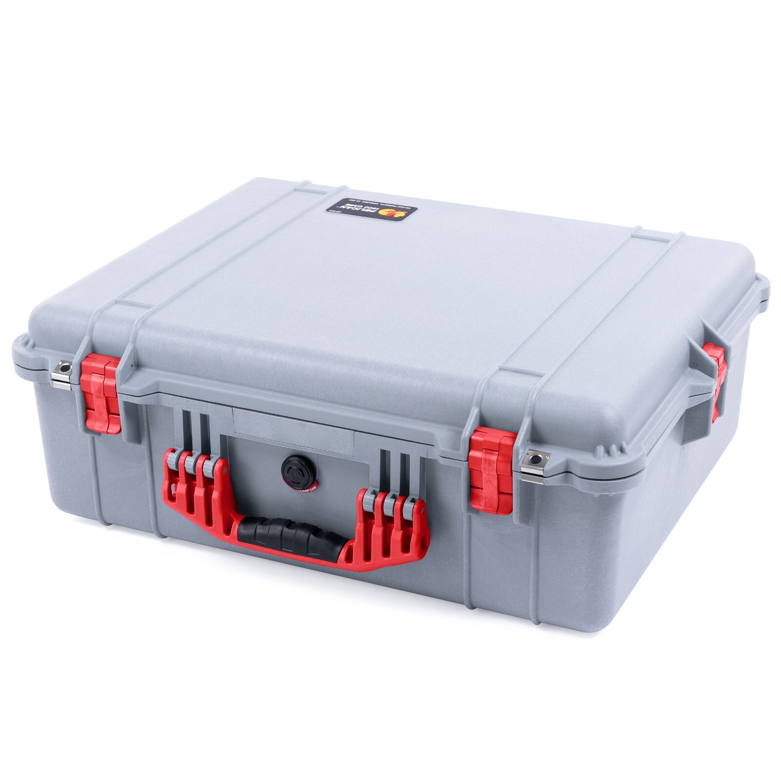 Silver & Red Pelican 1600 case. No Foam - Empty.