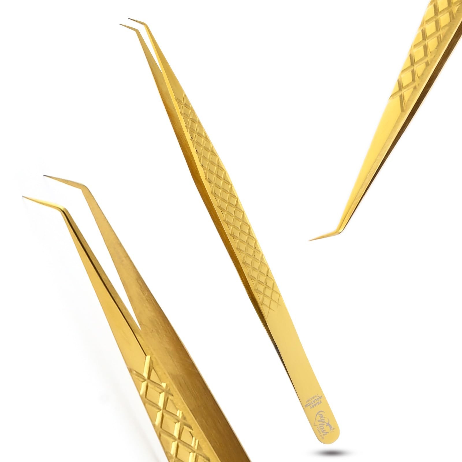 Curved Isolation Tweezers for Lash Extensions – Diamond Grip, Stainless St