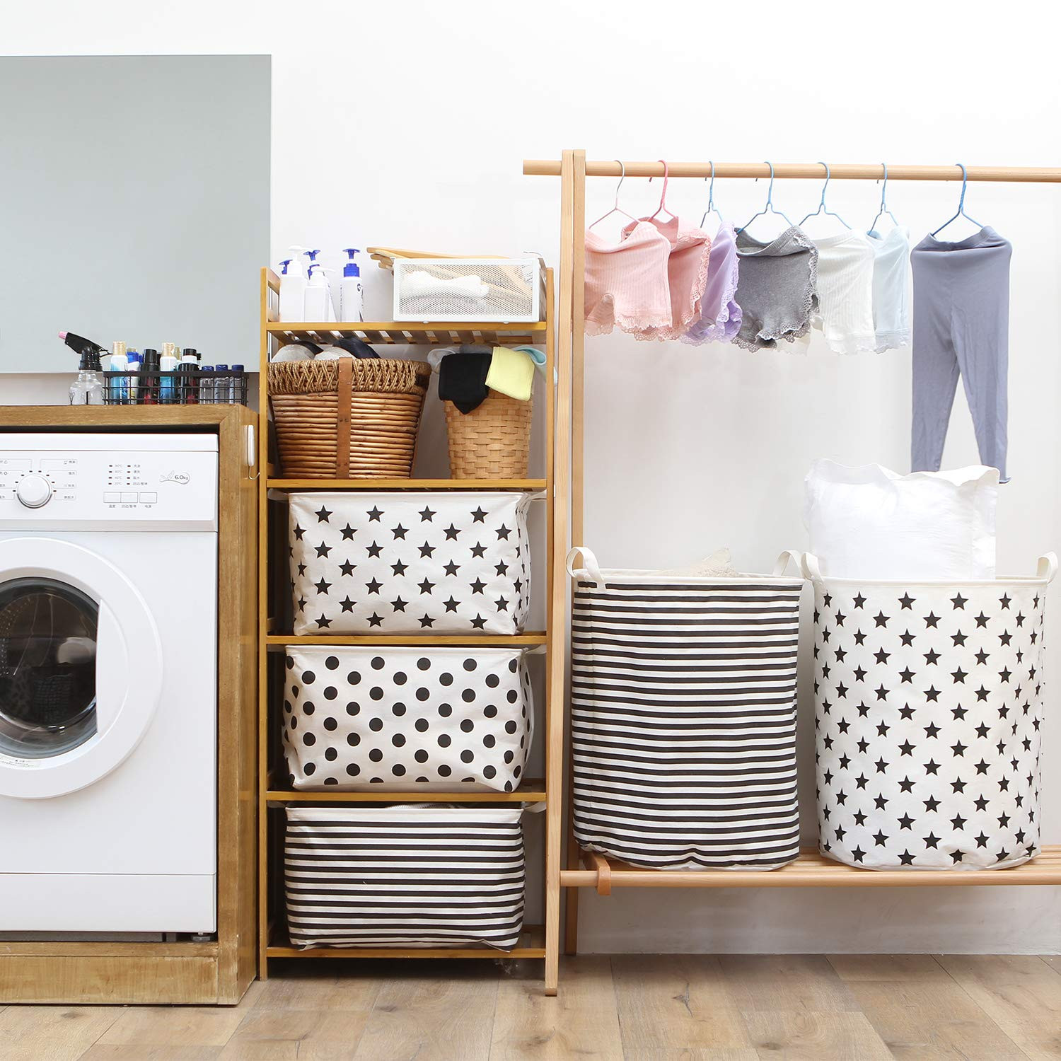 2 Pack Collapsible Storage Baskets Fabric Bin With Handles Closet Organizer