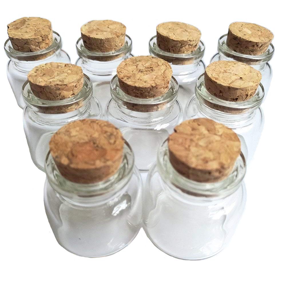 Luo House 10PCS 15ml Cute Small Cork Stopper Glass Bottle Vials Jars with Cor...