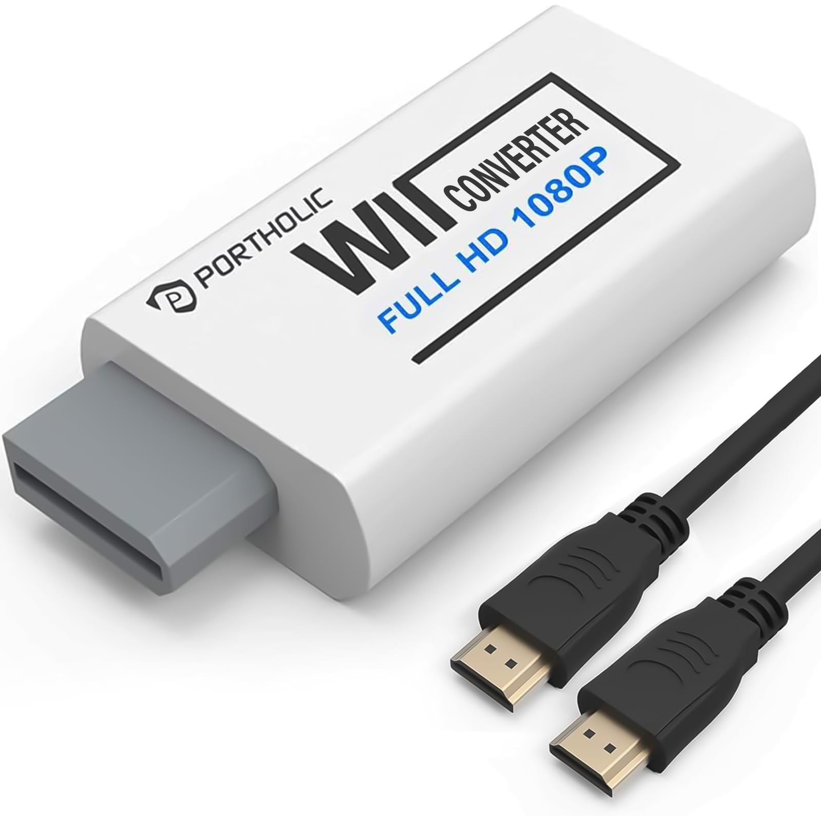 PORTHOLIC Wii to HDMI Converter 1080P for Full HD Device, Wii HDMI Adapter wi...