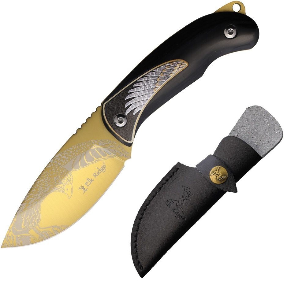 Elk Ridge Fixed Knife 3.25" 3Cr13 Steel Drop Point Blade Wood Handle FIX112TN