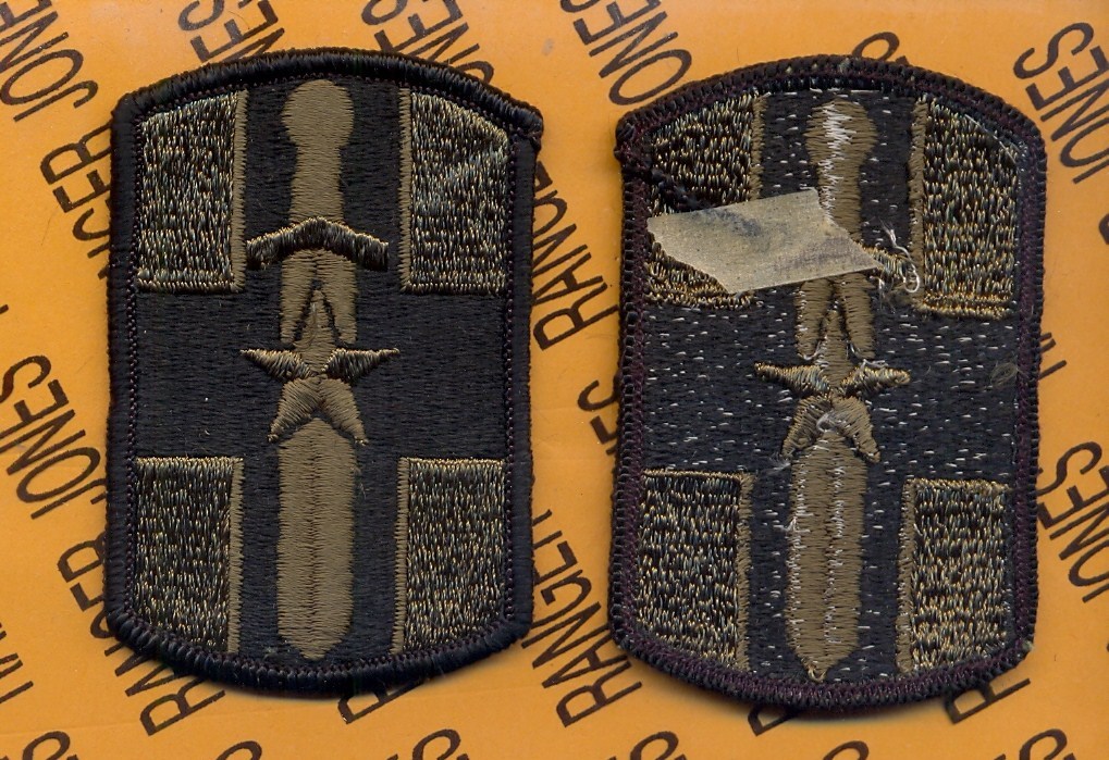 US Army 807th Medical Brigade OD Green & Black BDU uniform patch m/e