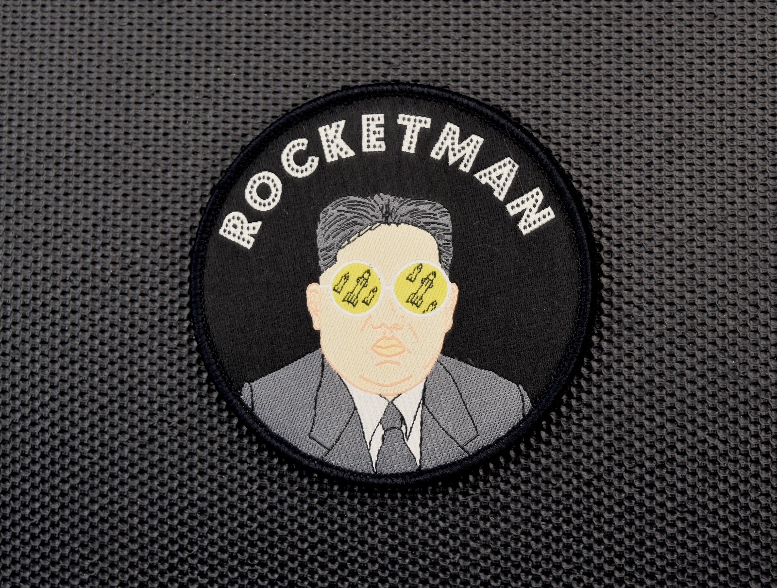 Little Rocketman GITD Woven Morale Patch Kim Jong Un Hook & Loop