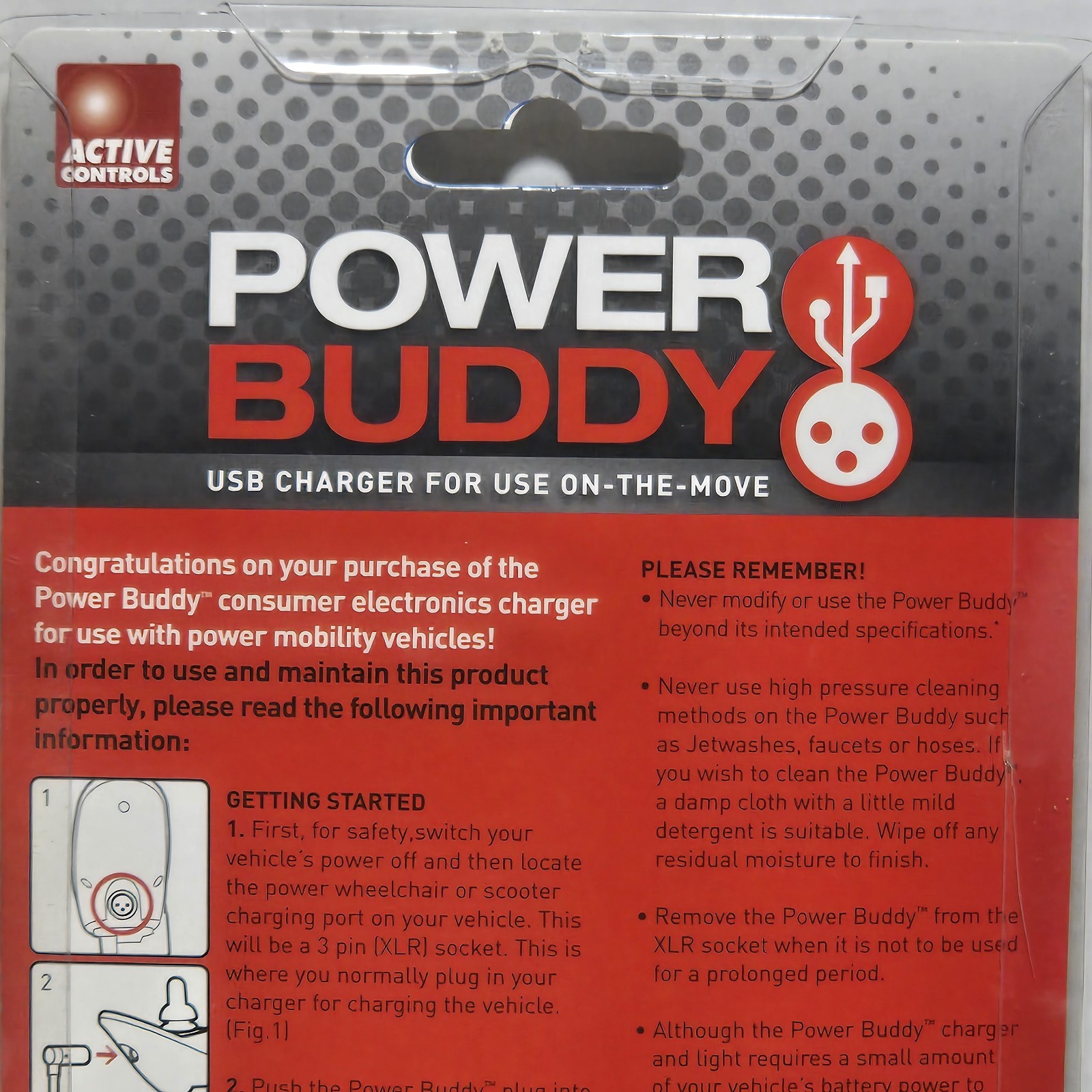 Active Controls Power Buddy - USB Charger and Guide Light for Powered Mobility