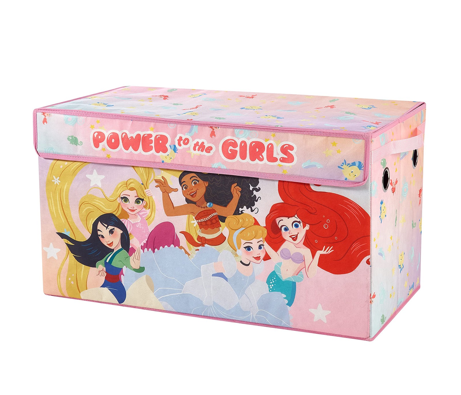 Idea Nuova Disney Princess Collapsible Toy Storage Trunk Lid 28 W X 16 D X 14.5