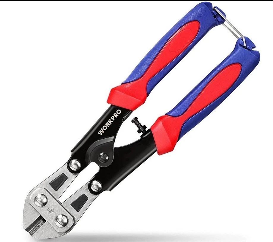 Mini Bolt Cutter 8-Inch, Spring Loaded Small Heavy Duty Wire Cable Cutter, Snips