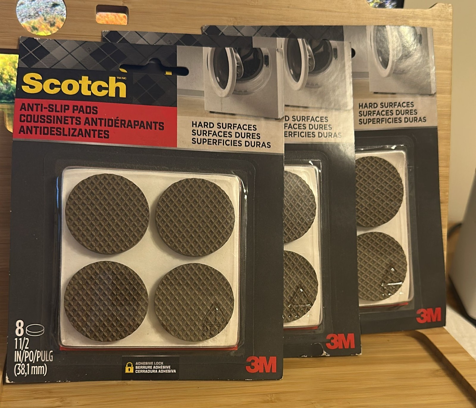 Scotch 1.5" Furniture Gripping Pads – 3 Packs (24 Pads) Brown by 3M SP940-NA