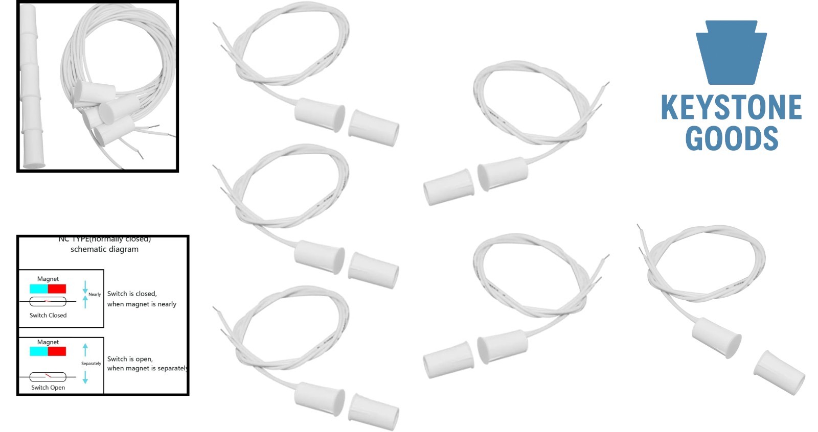 5 Pack Magnetic Window Door Sensors for Security Alarm Systems