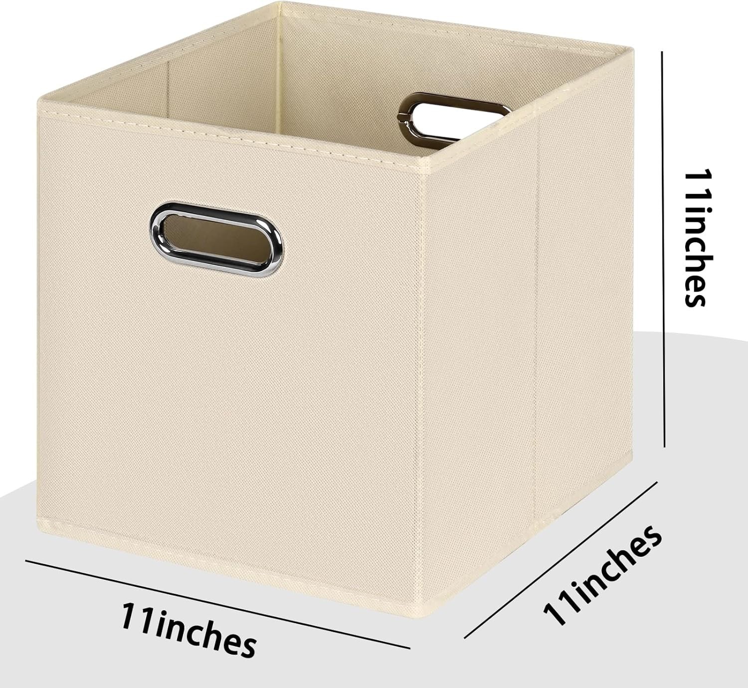 Elegant Foldable Storage Cubes - Creamy-White Fabric Organizer Baskets (11")