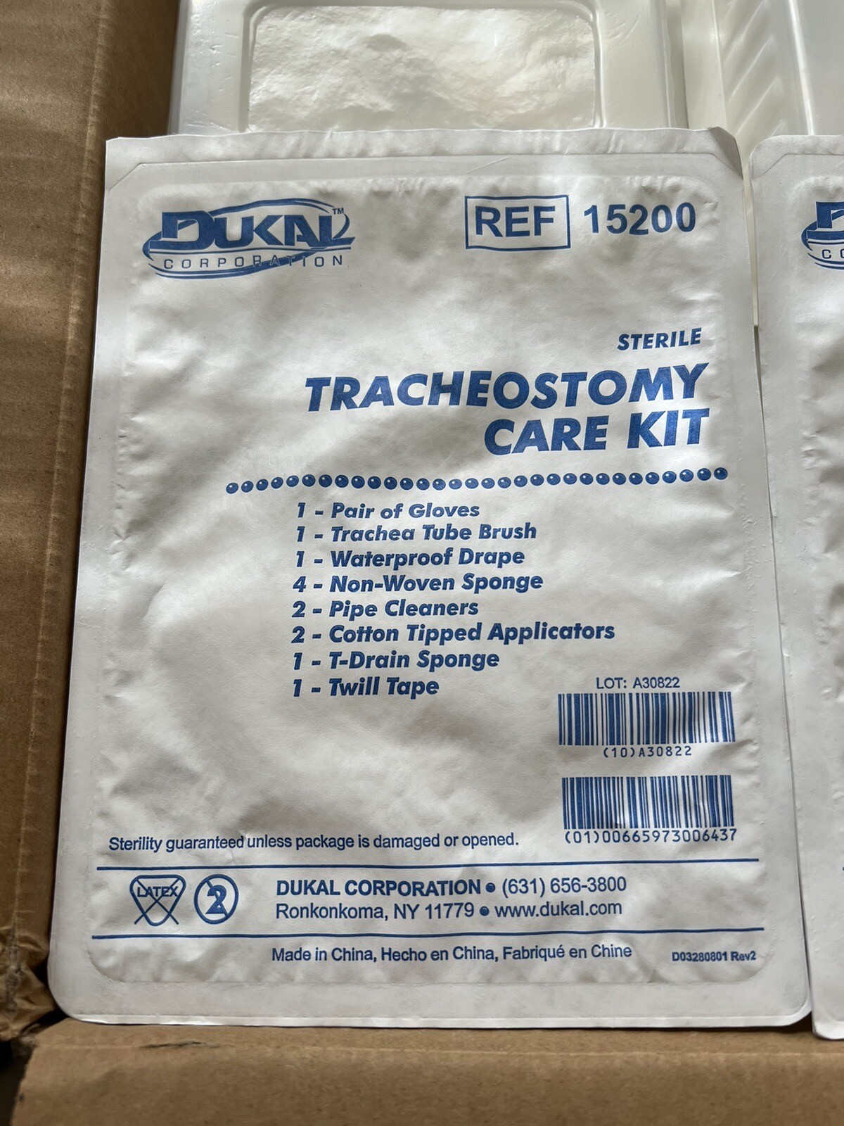 DUKAL STERILE 15200 TRACHEOSTOMY CARE KIT - 20-TRAYS - NEW OPEN BOX