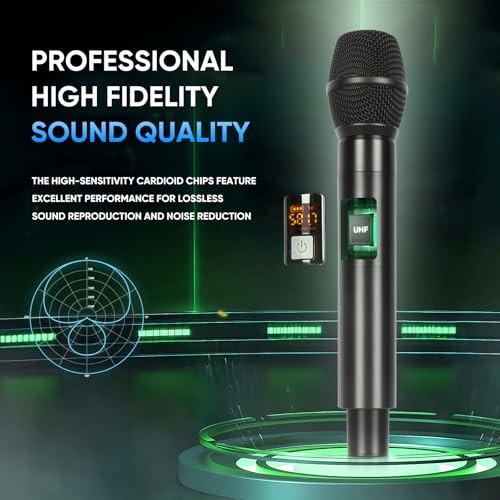Wireless Microphone System, 4 Channels UHF Metal Cordless Handheld BLM404