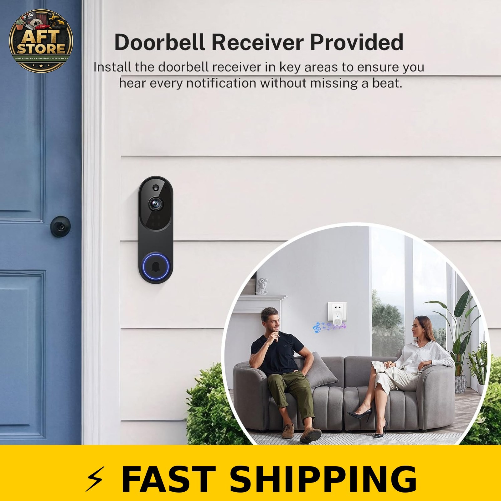 Orbitell 1080p Wi-Fi Video Doorbell Camera - Night Vision, Two Way Audio