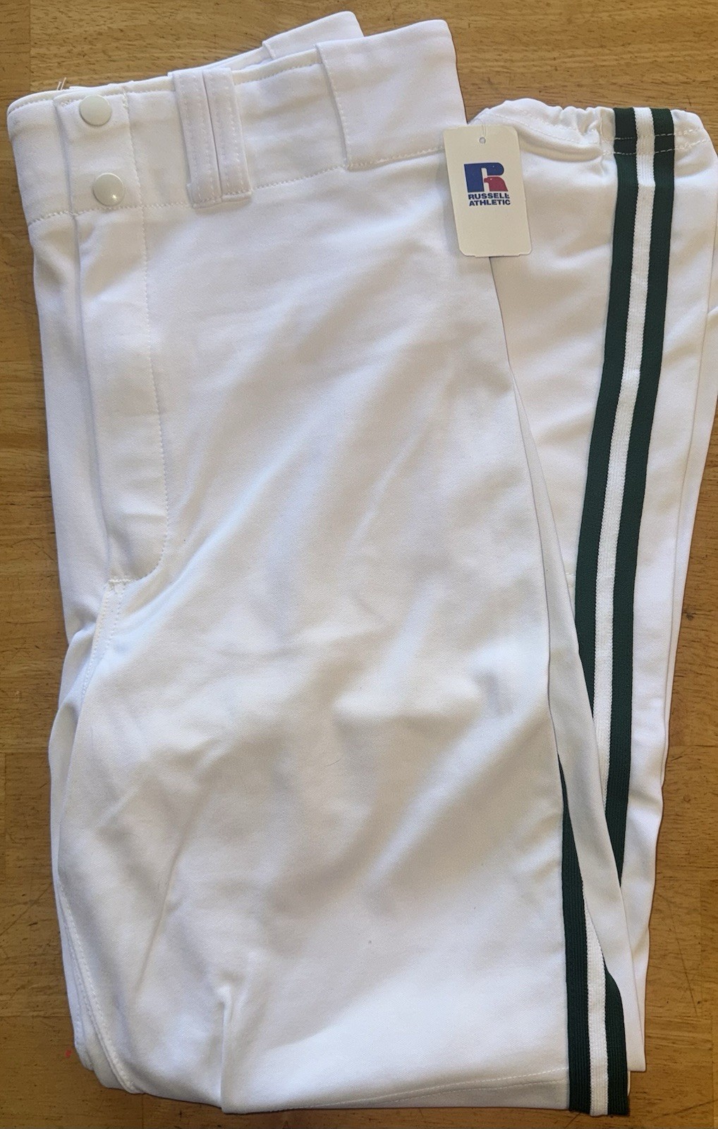 Russell Sports Men’s White/Green Stripe Baseball Pants 38 (2 Pair)