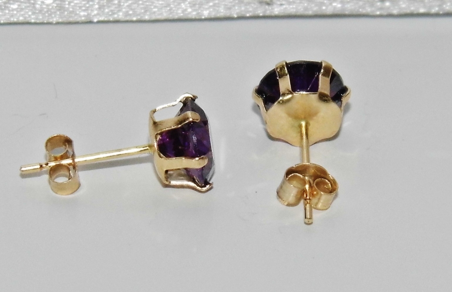 9ct Gold 1.00CT Amethyst Stud Earrings - NEW - Solid 9k Gold