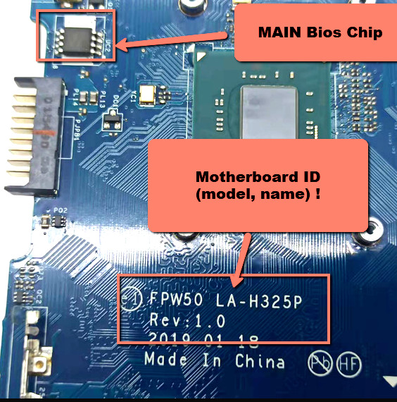Bios chip for HP 15-dw series, HP 250 G8 Notebook For MB: FPW50 LA-H325P Rev 1.0