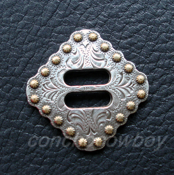 WESTERN HORSE TACK ANTIQUE GOLD BERRY DIAMOND SLOTTED CONCHO 1-1/2"