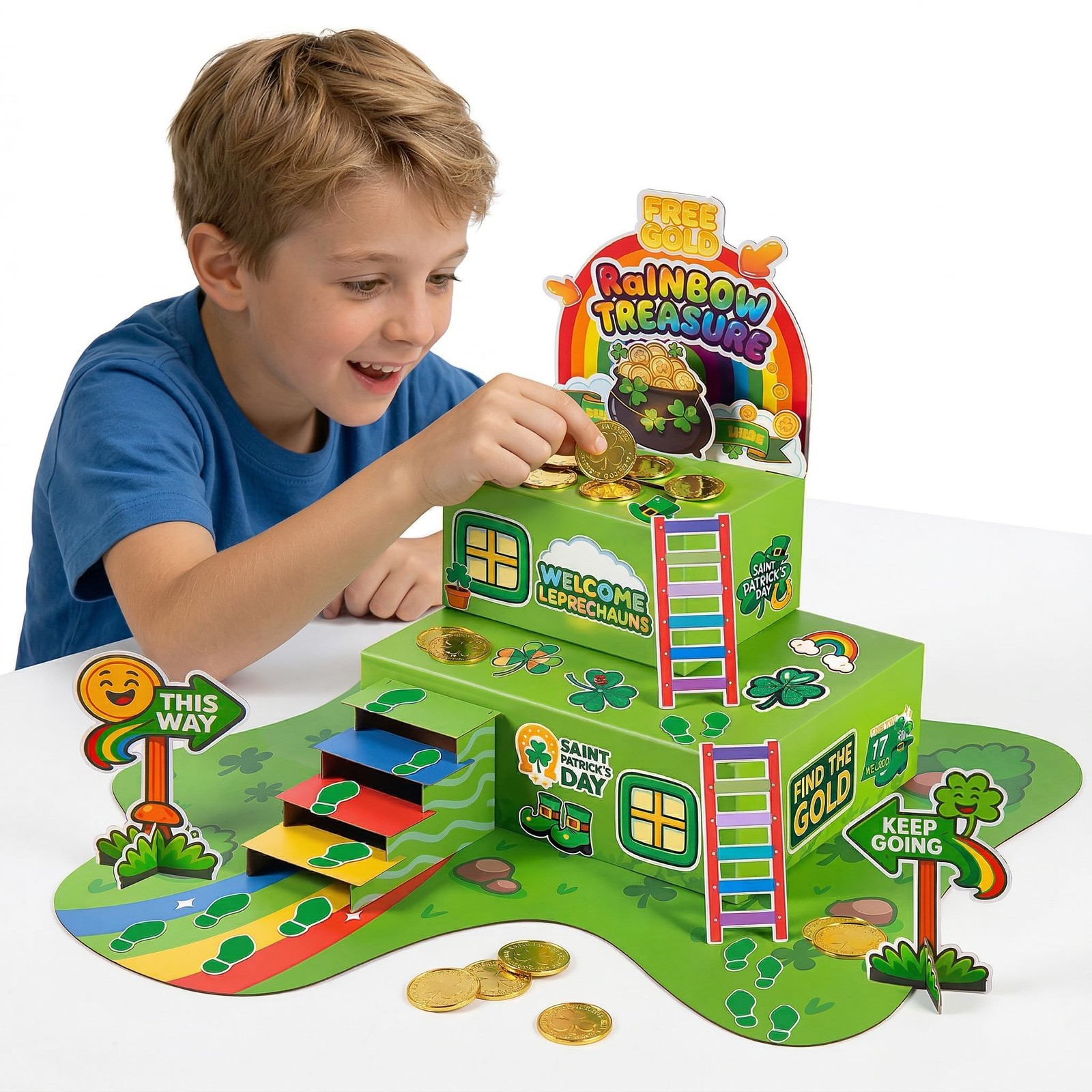 St. Patrick’s Day Leprechaun Trap Craft Kit for Kids, Rainbow Treasure DIY De...