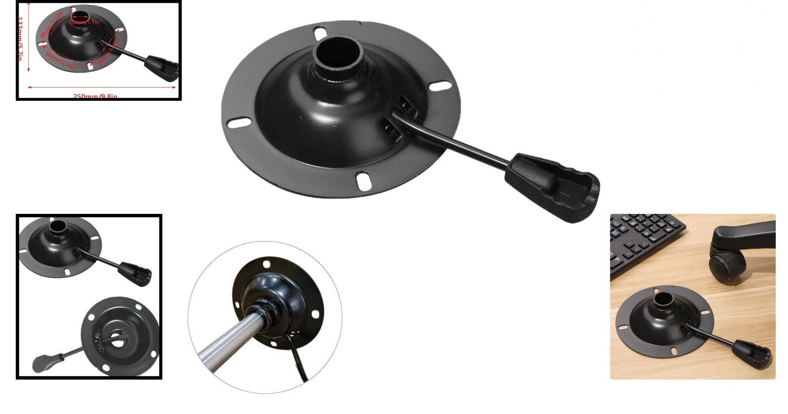 Heavy Duty Office Chair Tilt Mechanism Replacement Swivel Base Plate 5.5 inch...
