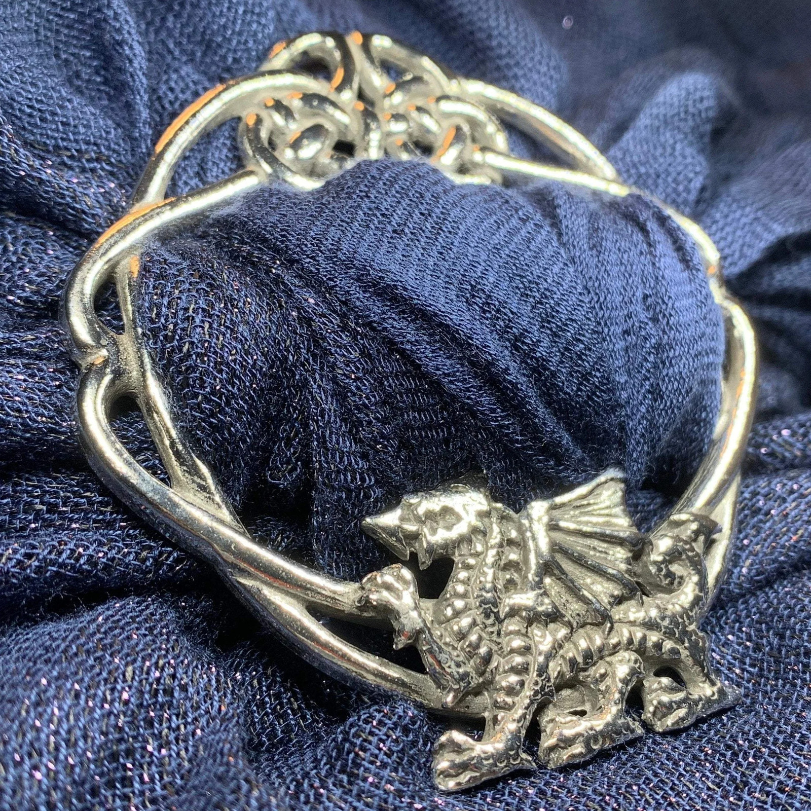 NEW Pewter Welsh Dragon Scarf Ring Scarf Holder Slide Celtic Wales Ladies Gift