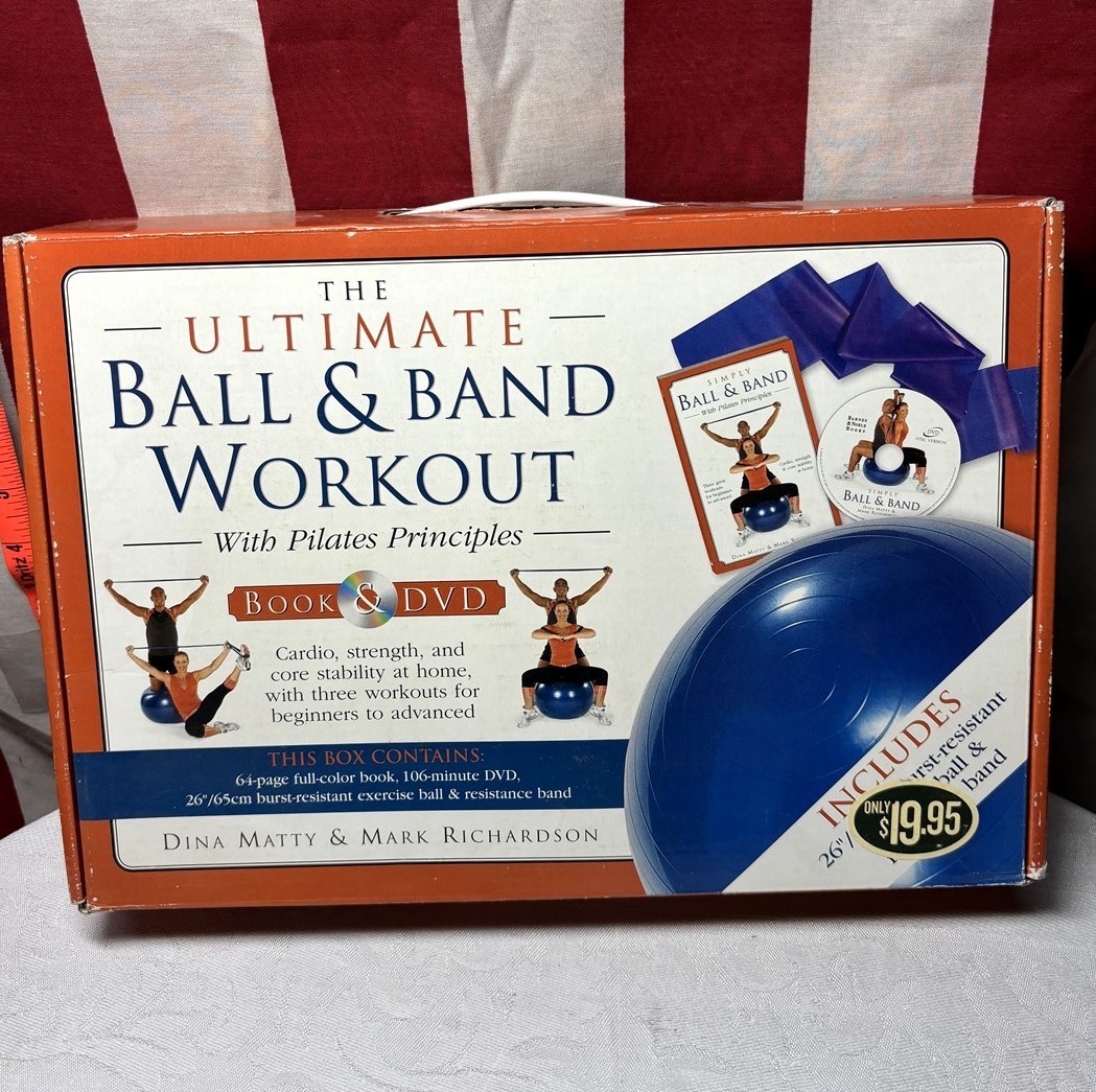 ULTIMATE BALL & BAND workout Pilates DVD book resistance kit 2000s fitness