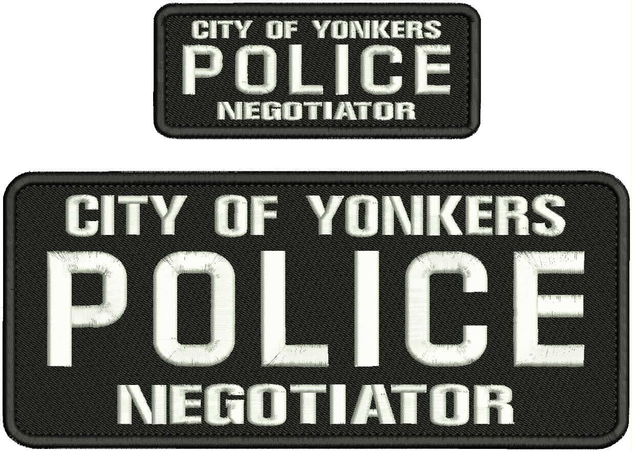 City of Yonkers Police Negotiator embroidery Patch 4x10 and 2x5 hook white