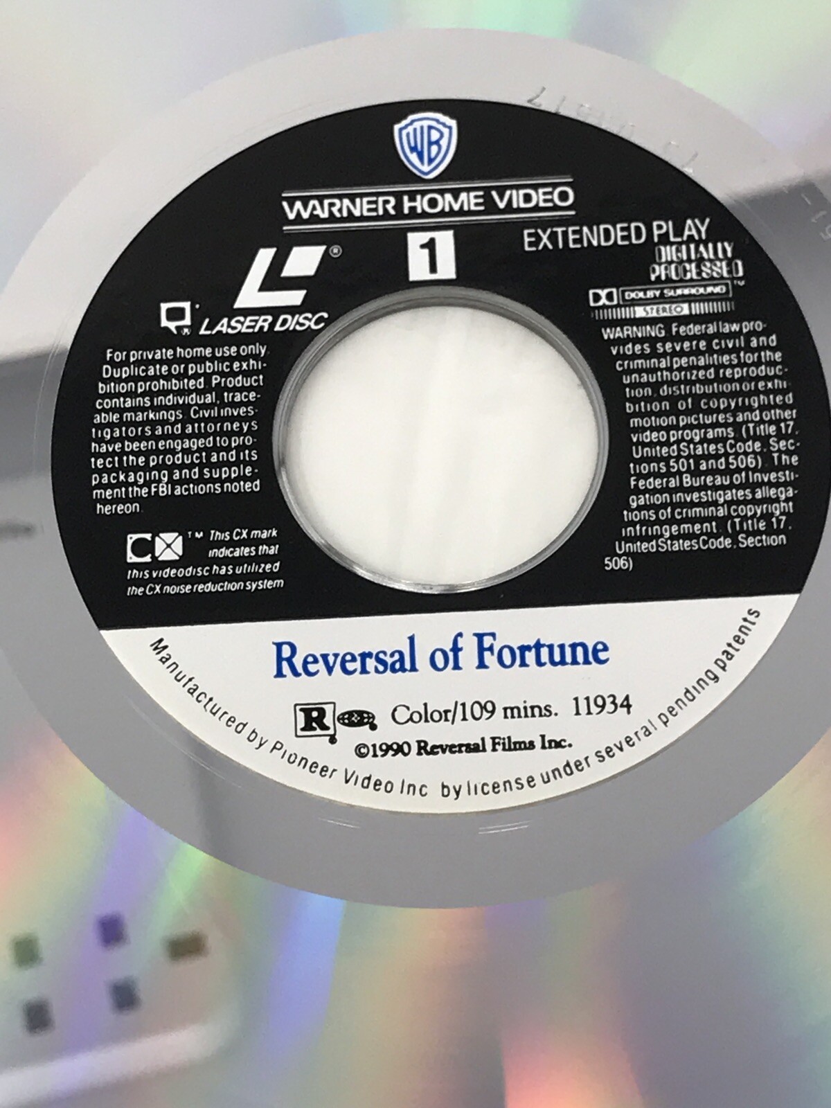 Reversal of Fortune LaserDisc