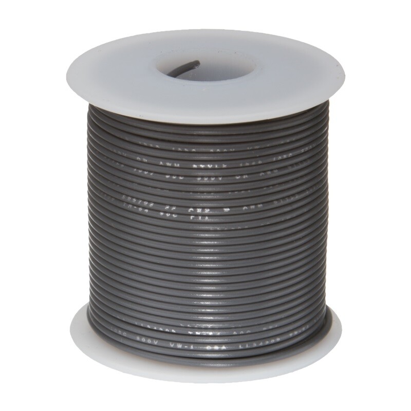 16 AWG Gauge SXL Automotive Stranded Hook Up Wire, 25 ft, Gray, 60 Volts