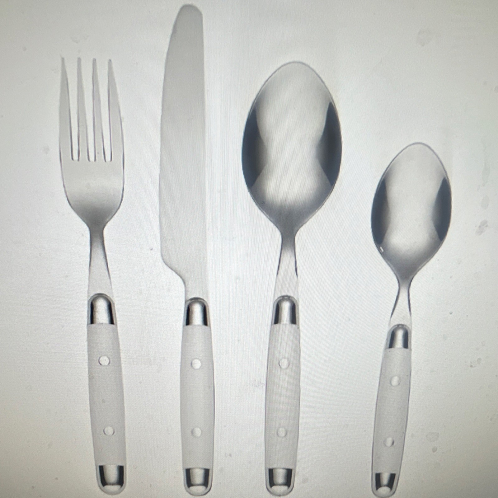 Jubilee White 16pc Stainless Steel Flatware Set for 4 Plastic Handles