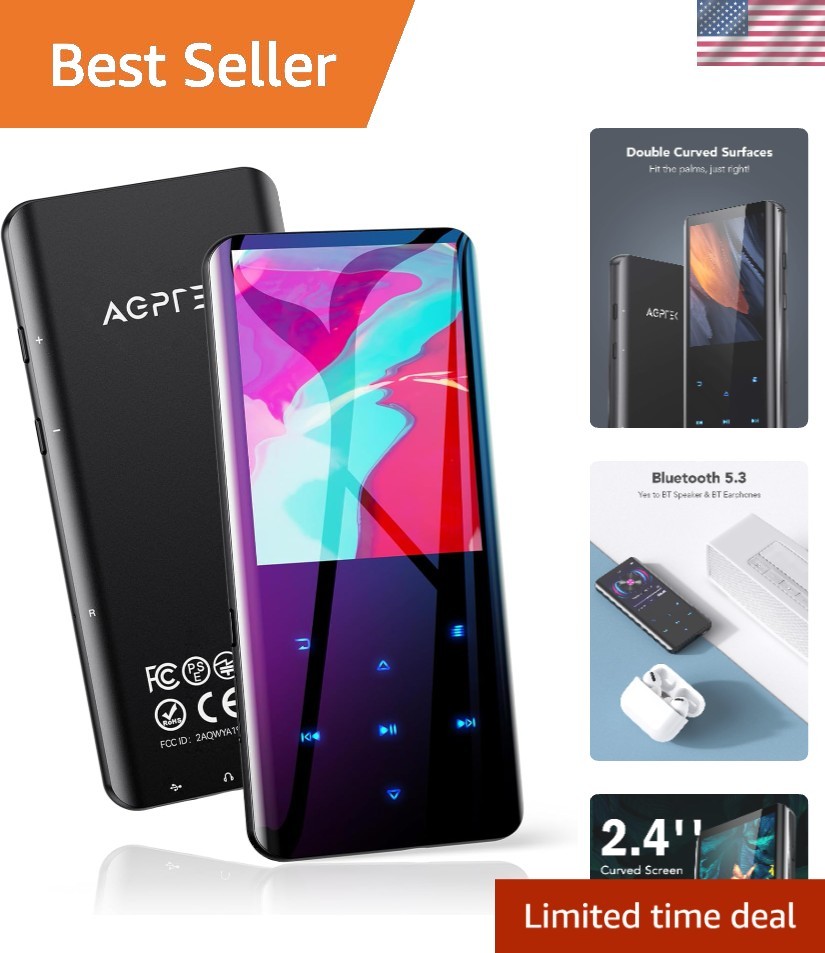 Expandable 64GB MP3 Player with 48-Hour Playback & Bluetooth Connectivity