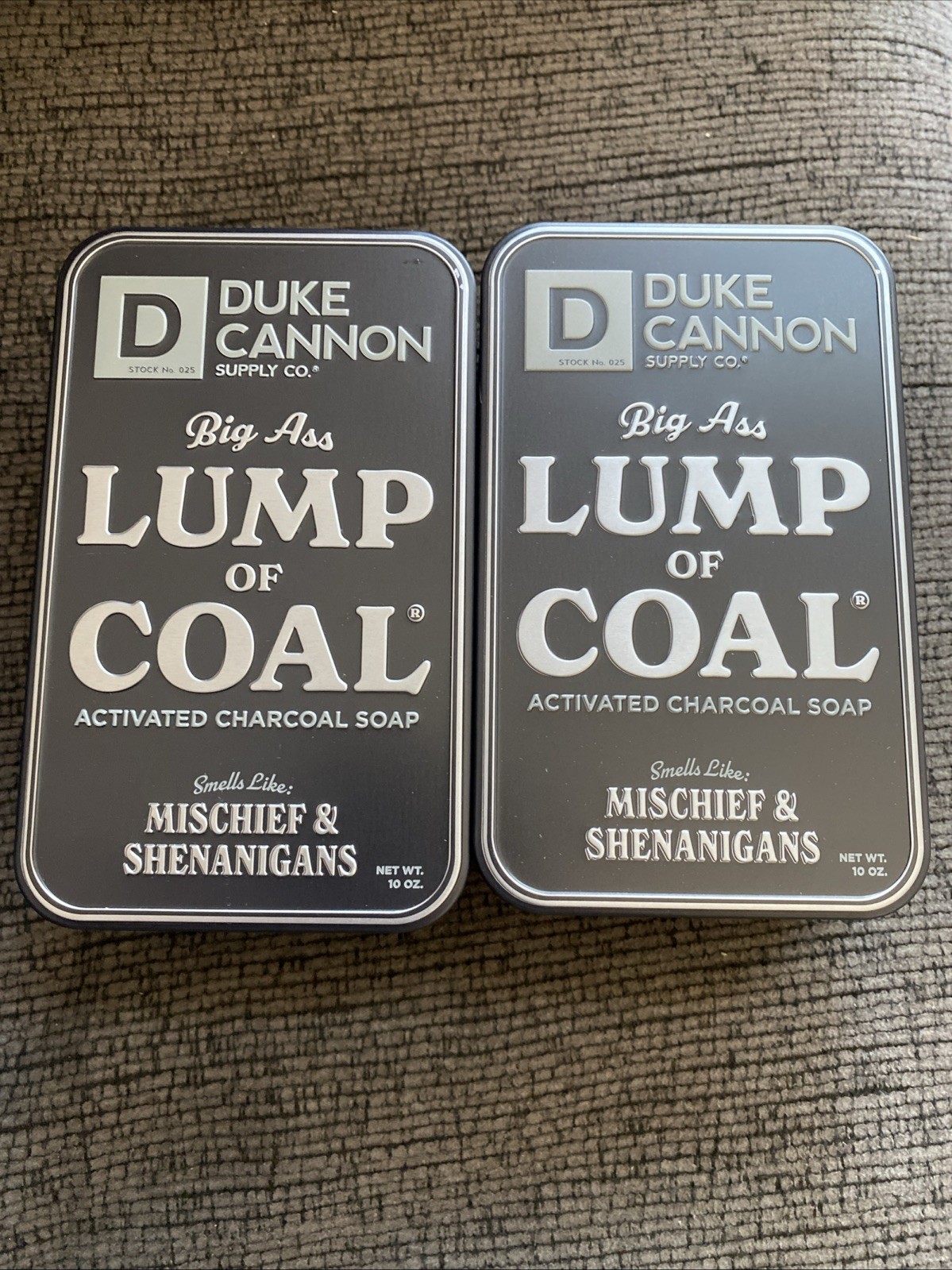 *NEW*Duke Cannon BIG A$$ Lump of Coal Bar Soap 10 oz Collectable Tin x 2