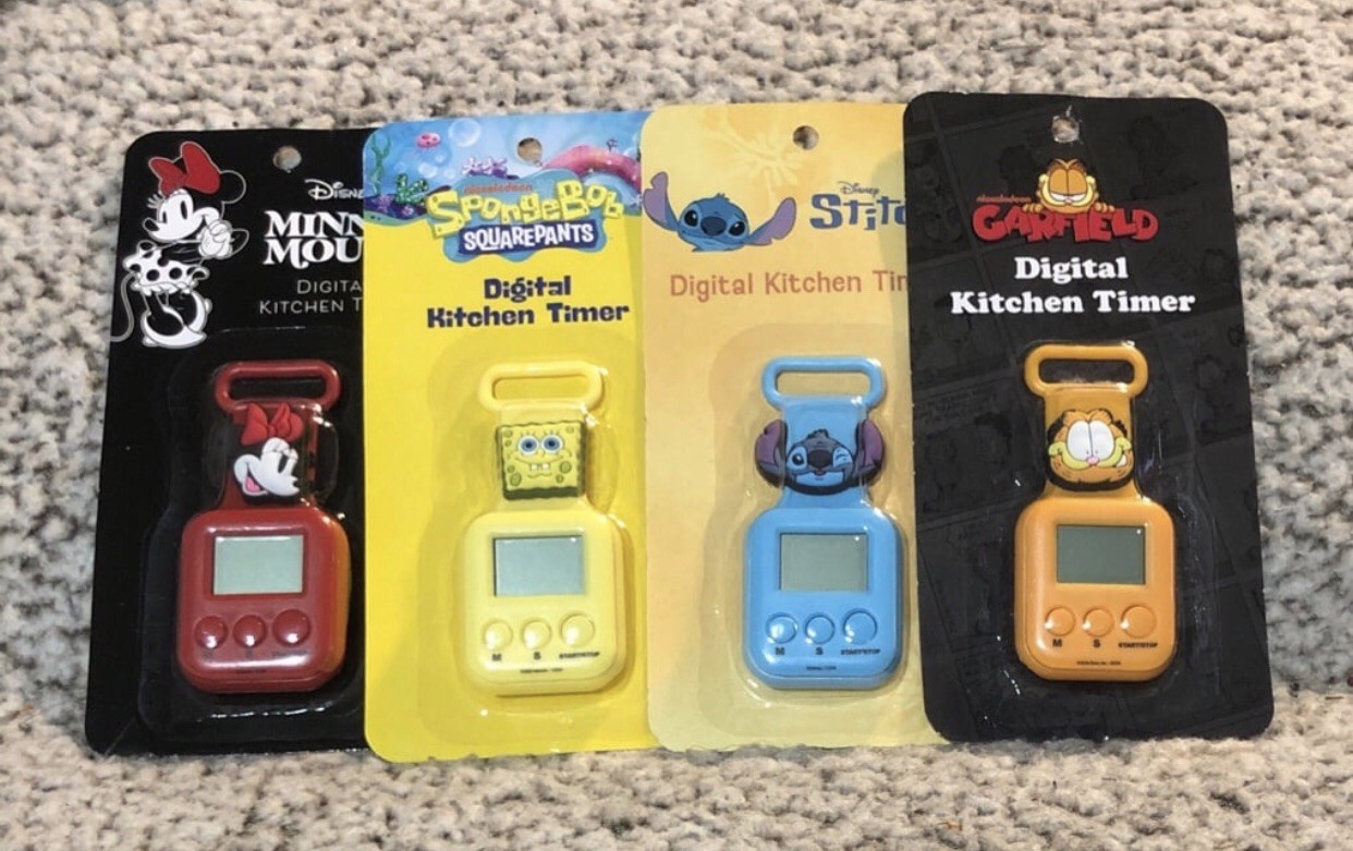 Disney Minnie, Stitch, Garfield & SpongeBob Digital Kitchen Timers Set of 4