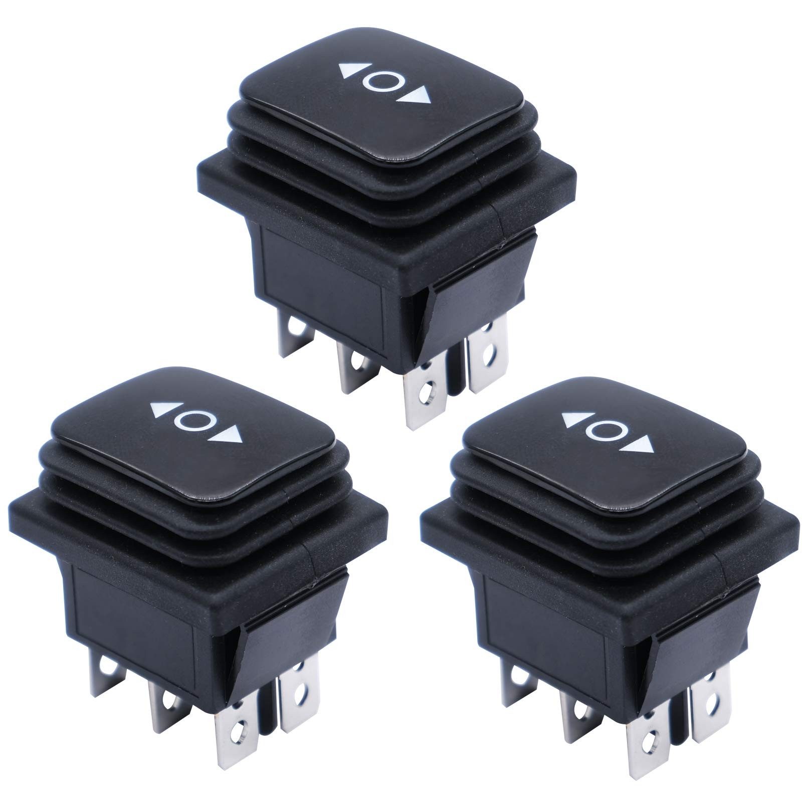 mxuteuk 3pcs Waterproof Momentary Rocker Switch (ON)/Off/(ON), DC 12V 10A Tog...