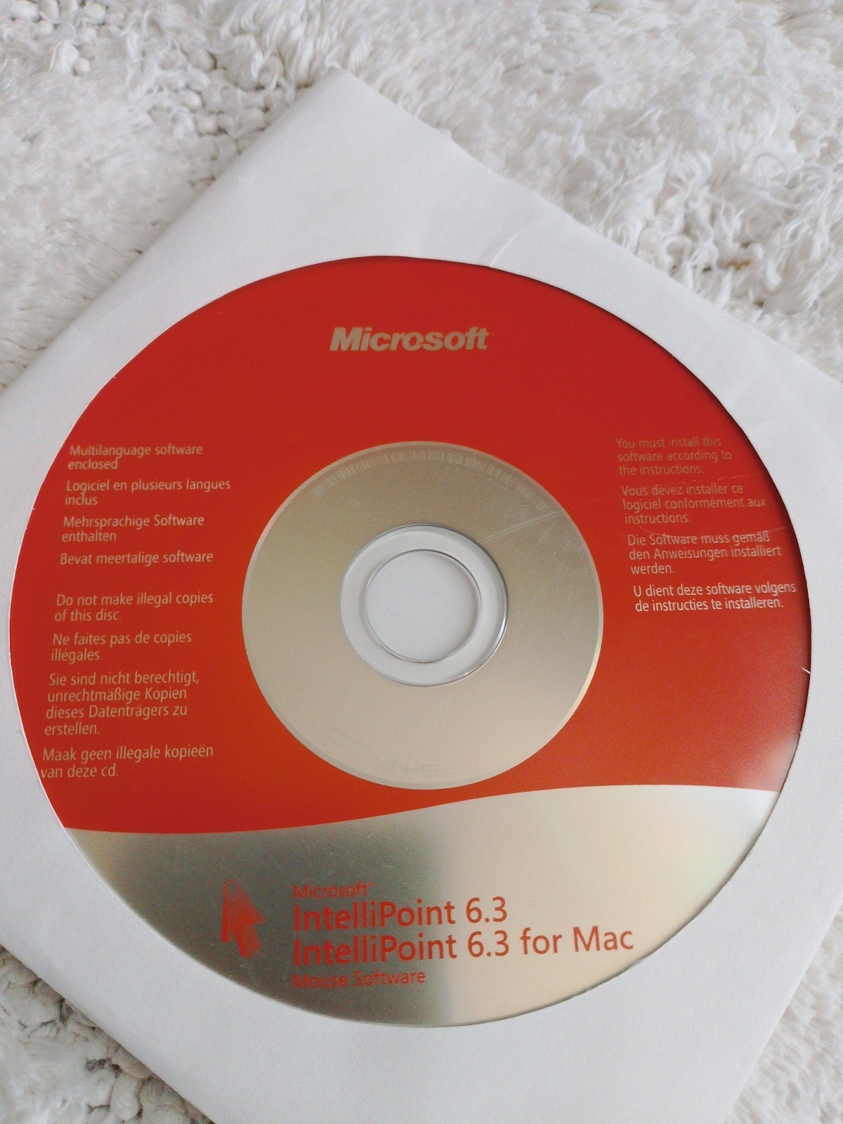 MICROSOFT IntelliPoint 6.3 for Mac on CD ROM disc Mouse Software