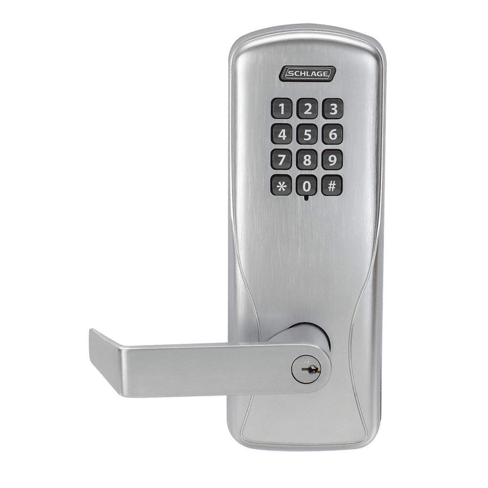 SCHLAGE ELECTRONICS CO100CY50 KP RHO 626 PD Electronic Lock,Satin Chrome,12 Butt
