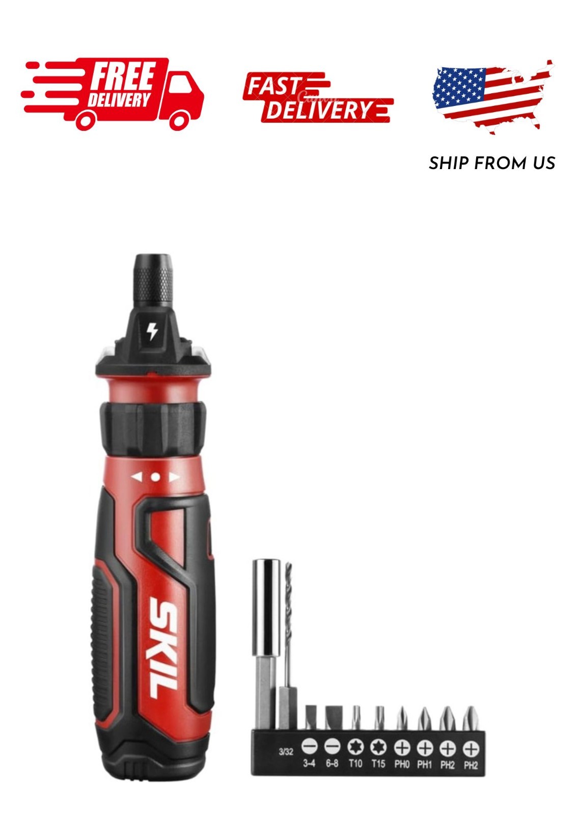 SKIL Rechargeable 4V Cordless Screwdriver with Circuit Sensor Technology, Includ