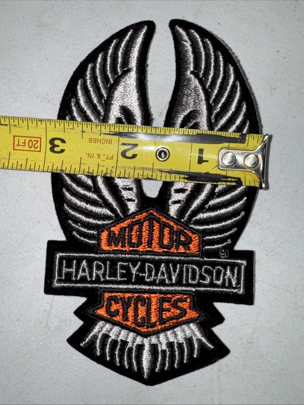 5 1/4" Harley Davidson Eagle Wings UP Patch Jacket HOG Bar & Shield Grey Black