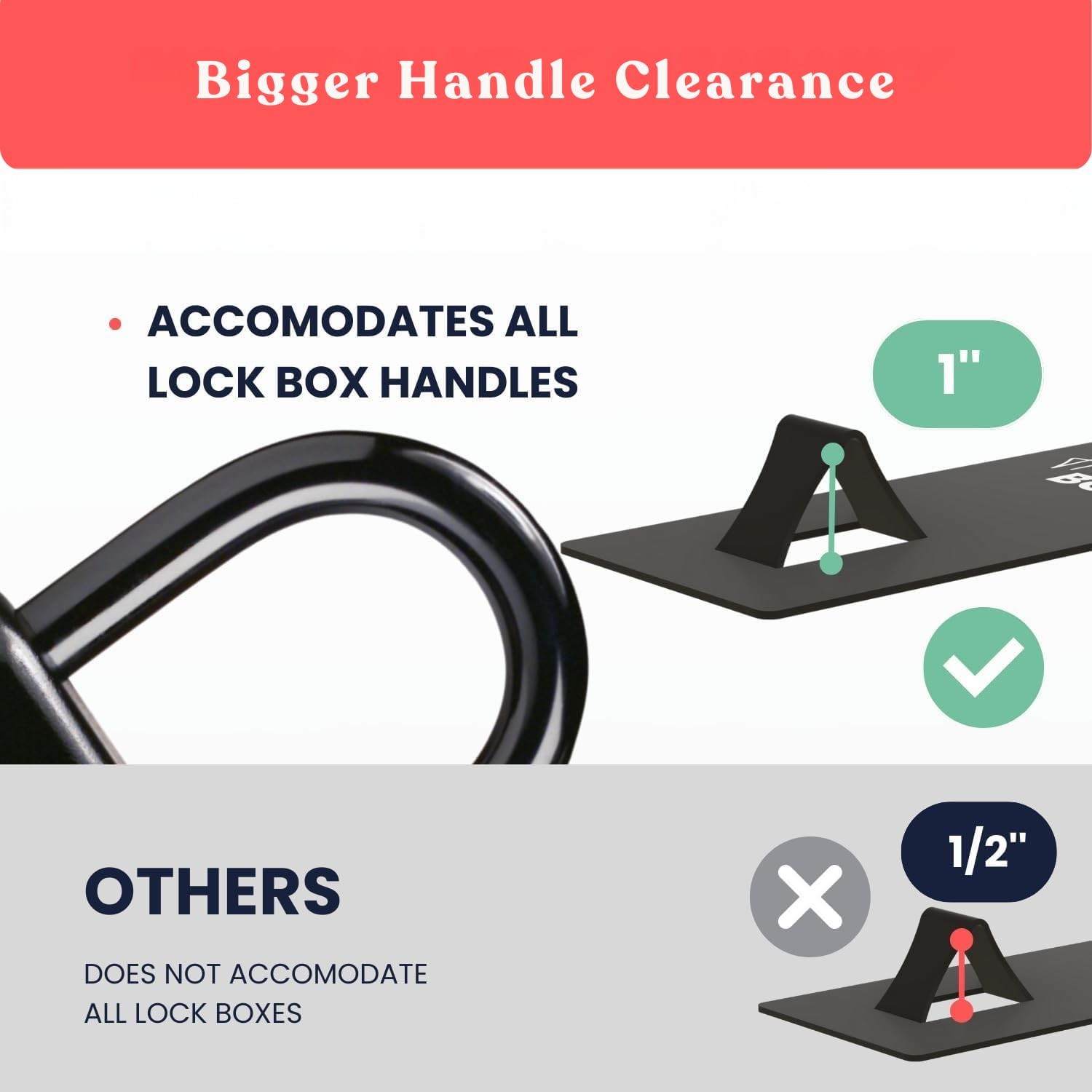 Extra Large Lock Box Door Mount Bracket - Over The Door Mounted Lockbox Brack...