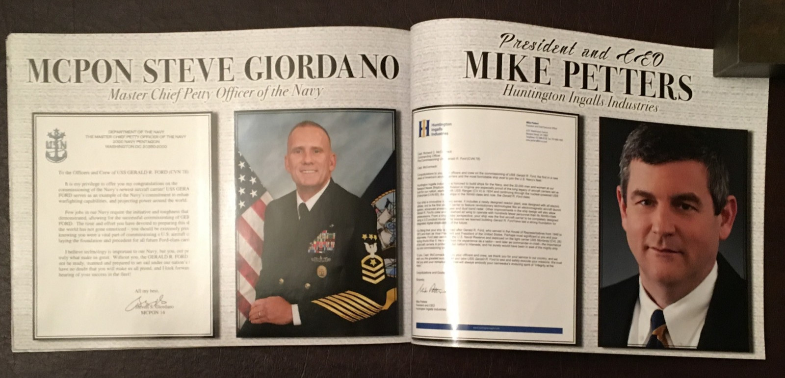 USS GERALD R. FORD (CVN 78) - OFFICIAL COMMISSIONING CEREMONY BOOKLET - 2017