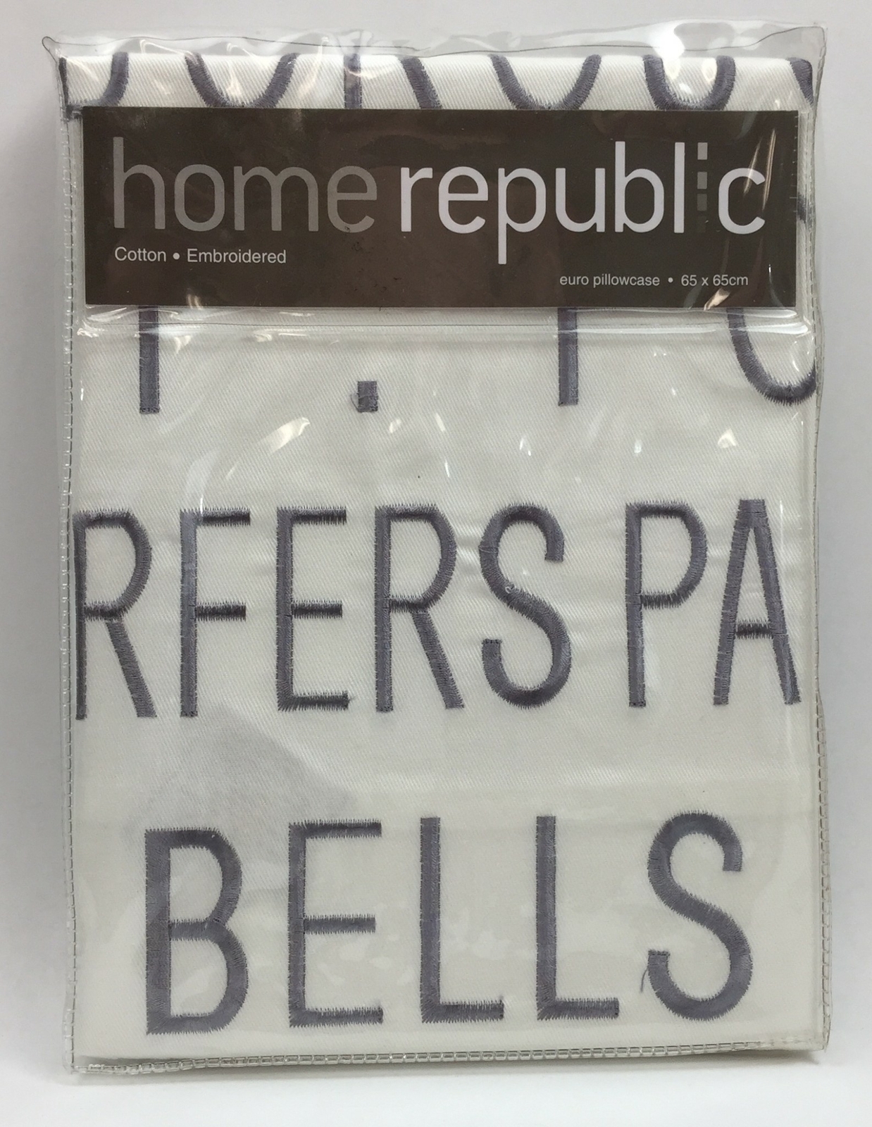 Home Republic Cotton Embroidered Chancellor Stripe Grey Euro Pillowcase