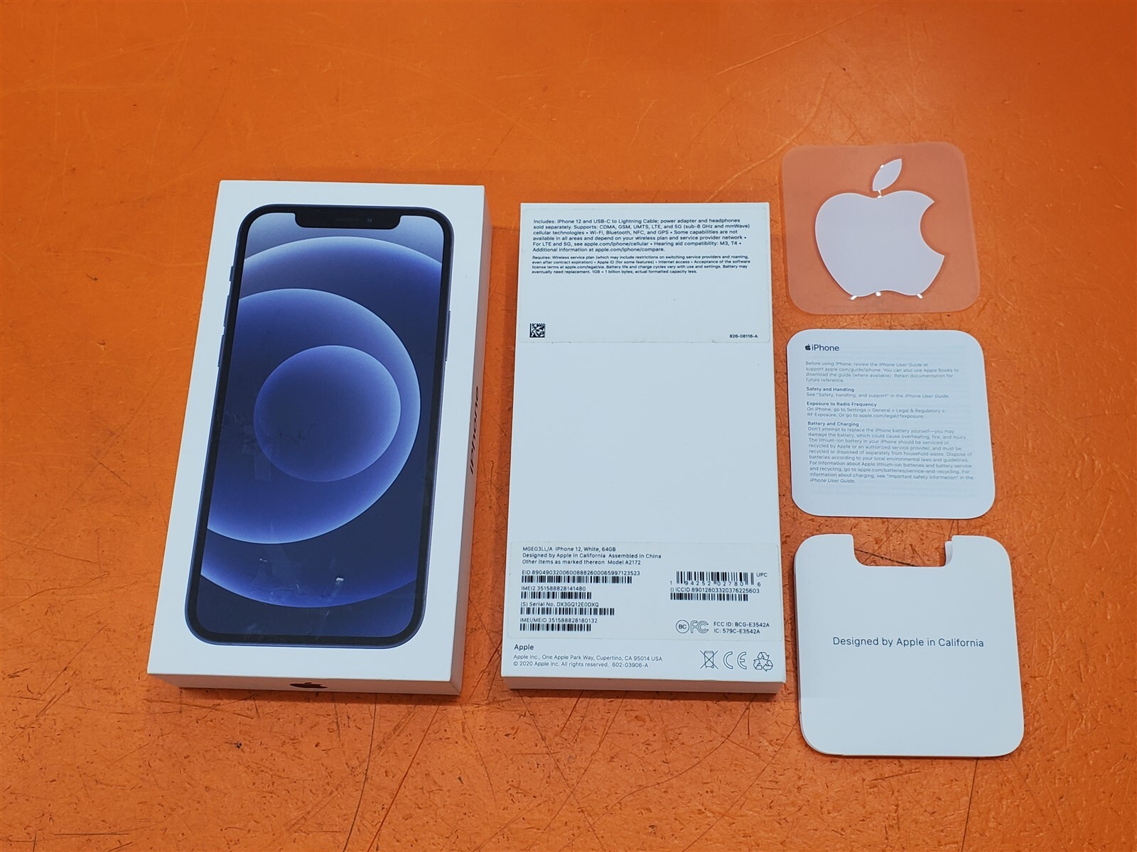⭐️⭐️⭐️⭐️⭐️ **NO PHONE** iPhone 12 White 64GB Box w Inserts & Sticker