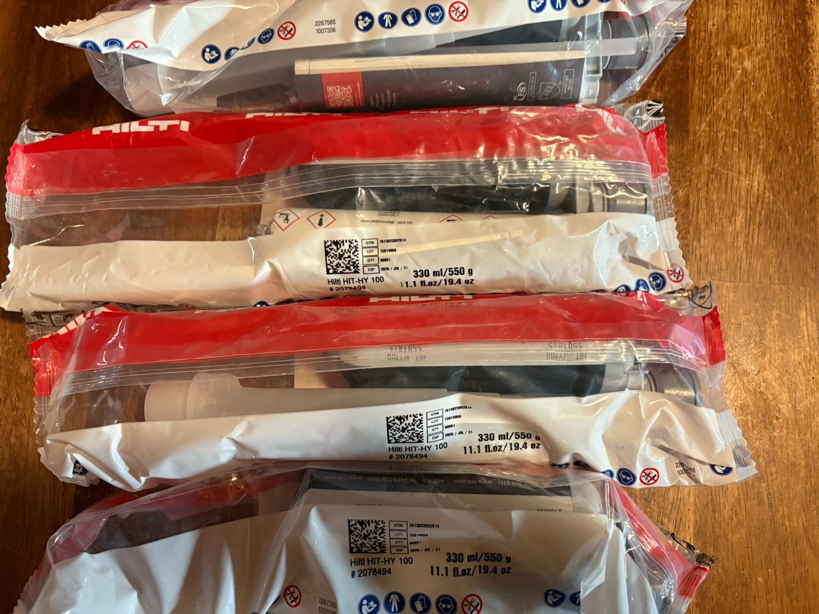 Hilti Hit-hy 100.2078494. 4 Tube Lot . Great Deal!