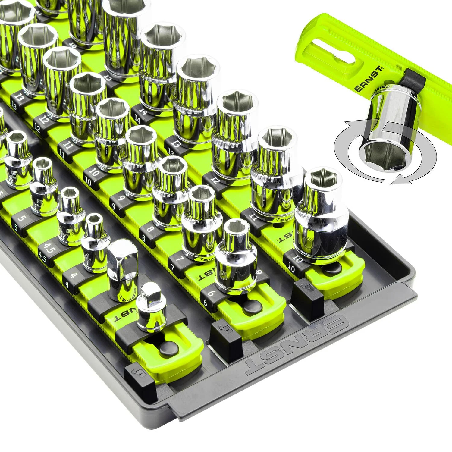 Ernst Manufacturing 8460HV Socket Boss 3-Rail Multi-Drive Socket Rail Organizer
