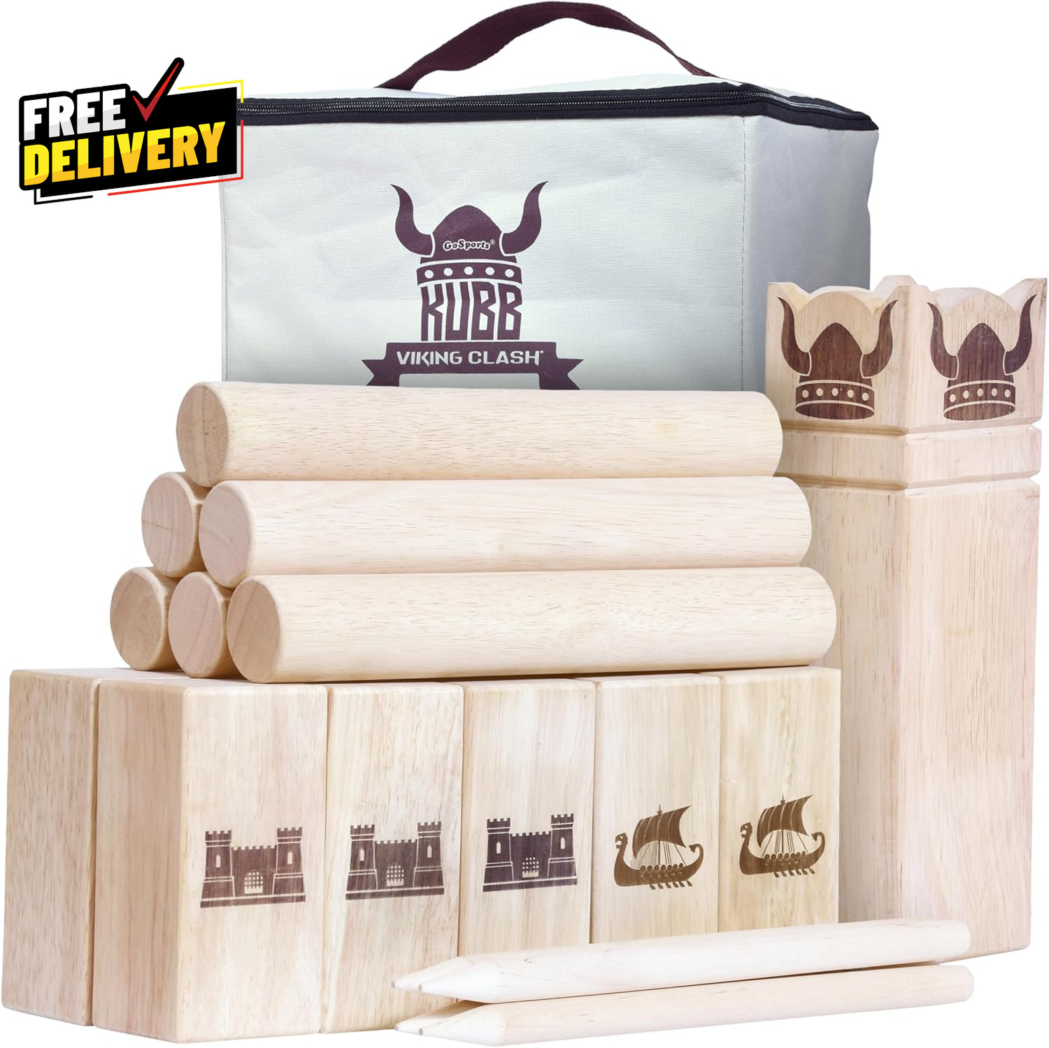Kubb Yard Game Set Choose Regulation or Backyard Kuub Viking Chess Outdoor Game